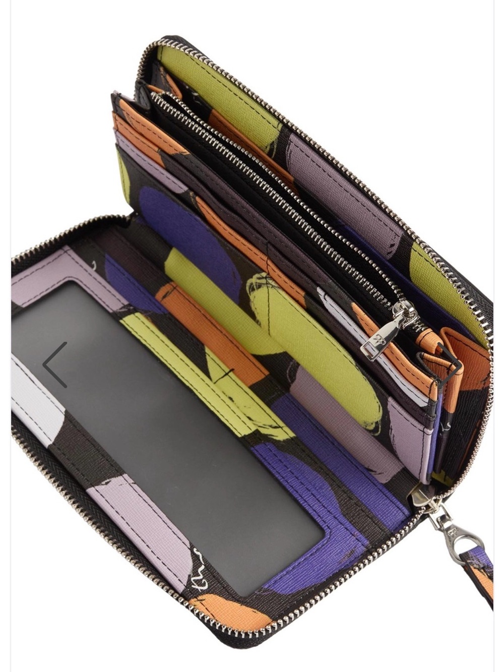 Parfois Portugal Zip-Around Women's Wallet in Purple, Green & Orange Print NWT